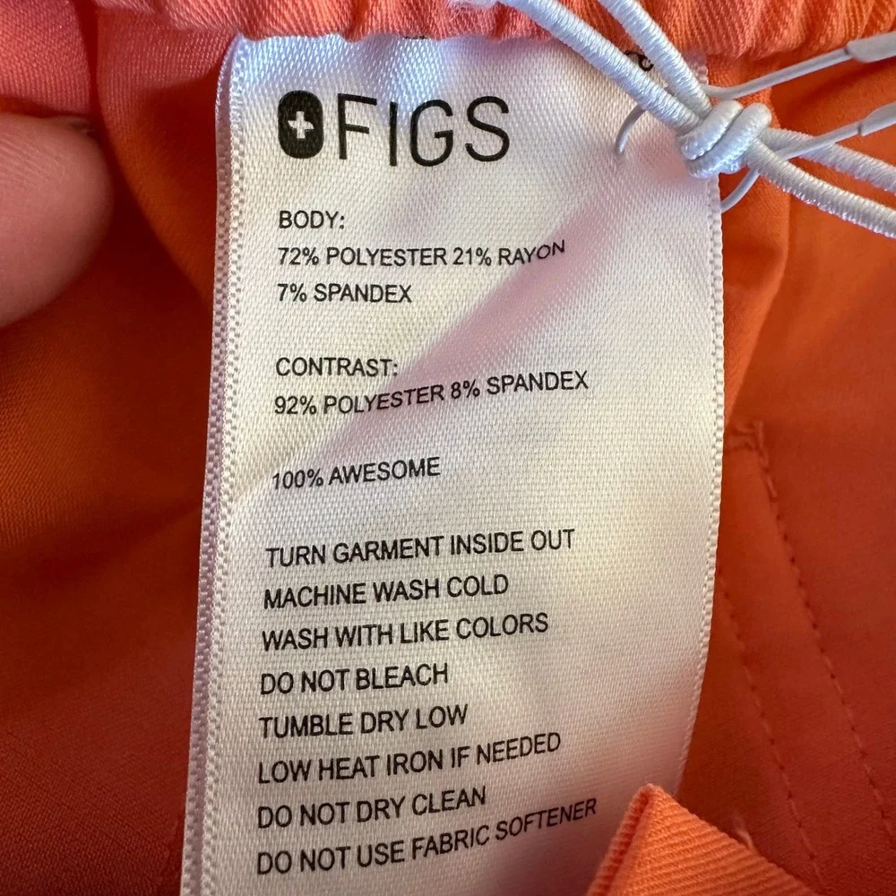 NEW FIGS Halcott Relaxed Straight Leg Scrub Pants Orange Mens Medium Regular